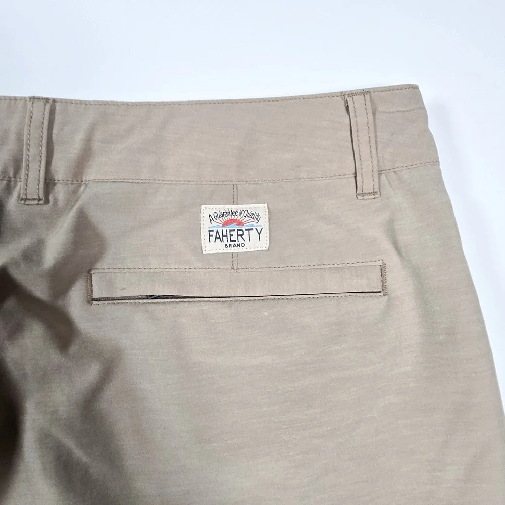 Faherty ALL DAY Shorts Mens 36 Tan Hybrid Stretch Pockets Performance Golf